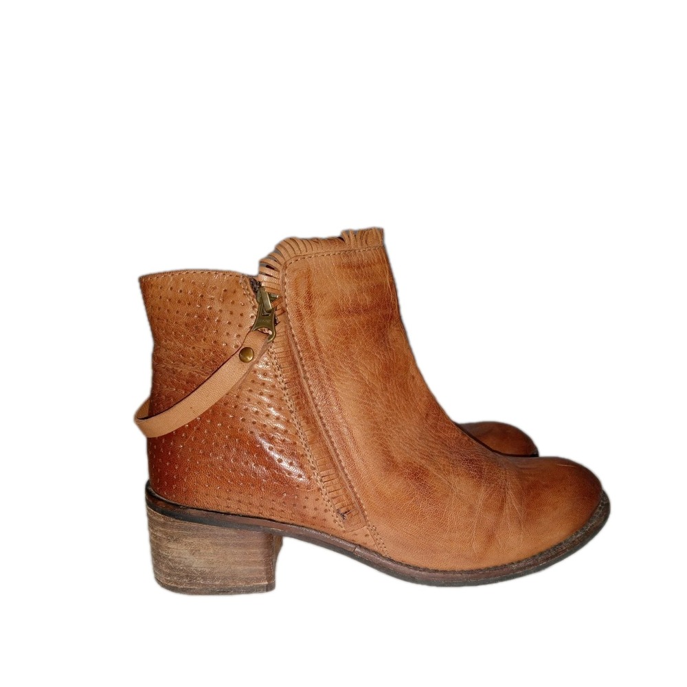 Diba True Boots Womens Sz 8 Brown Distressed Strappy Leather Western Ankle